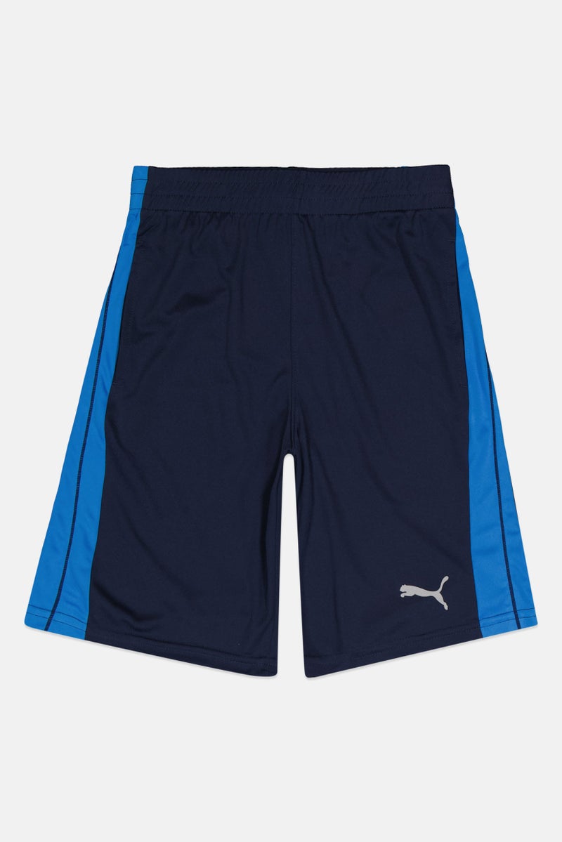 PUMA شورت رياضي للأطفال الأولاد بخطوط، أزرق داكن - Image 2